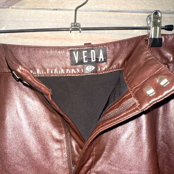 Veda Chocolate Brown Leather Skirt. - Picture 4 of 11